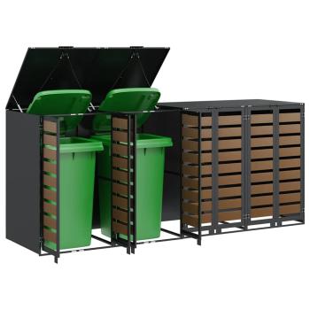 Mülltonnenbox für 4 Behälter Stahl Anthrazit