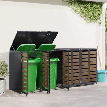 Mülltonnenbox für 4 Behälter Stahl Anthrazit