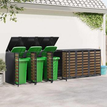 Mülltonnenbox für 6 Behälter Stahl Anthrazit