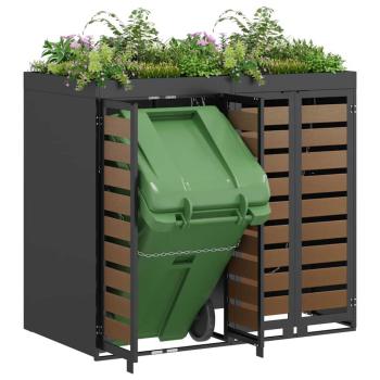 Mülltonnenbox für 2 Behälter Stahl Anthrazit