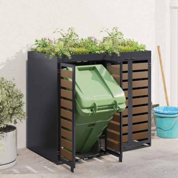 Mülltonnenbox für 2 Behälter Stahl Anthrazit