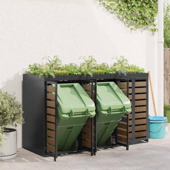 Mülltonnenbox für 3 Behälter Stahl Anthrazit