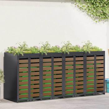 ARDEBO.de - Mülltonnenbox für 4 Behälter Stahl Anthrazit