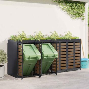 Mülltonnenbox für 4 Behälter Stahl Anthrazit