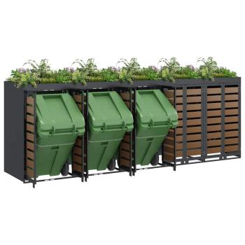 Mülltonnenbox für 5 Behälter Stahl Anthrazit