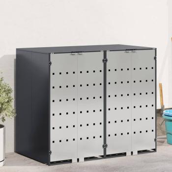 ARDEBO.de - Mülltonnenbox für 2 Behälter Edelstahl Anthrazit