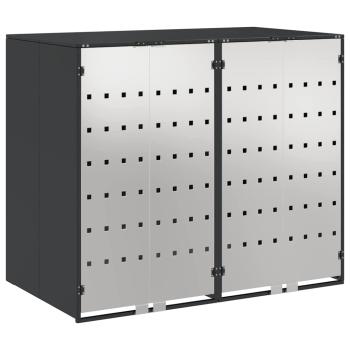Mülltonnenbox für 2 Behälter Edelstahl Anthrazit