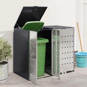 Mülltonnenbox für 2 Behälter Edelstahl Anthrazit