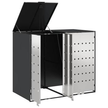 Mülltonnenbox für 2 Behälter Edelstahl Anthrazit