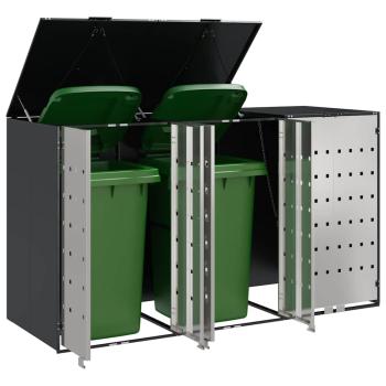 Mülltonnenbox für 3 Behälter Edelstahl Anthrazit