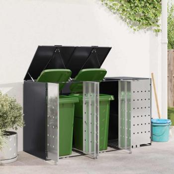 Mülltonnenbox für 3 Behälter Edelstahl Anthrazit