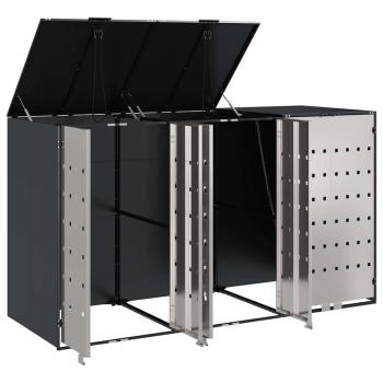 Mülltonnenbox für 3 Behälter Edelstahl Anthrazit