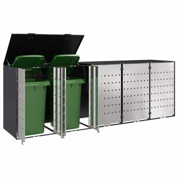 Mülltonnenbox für 5 Behälter Edelstahl Anthrazit