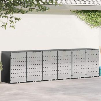 ARDEBO.de - Mülltonnenbox für 6 Behälter Edelstahl Anthrazit