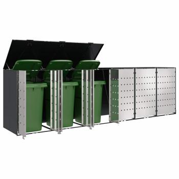 Mülltonnenbox für 6 Behälter Edelstahl Anthrazit