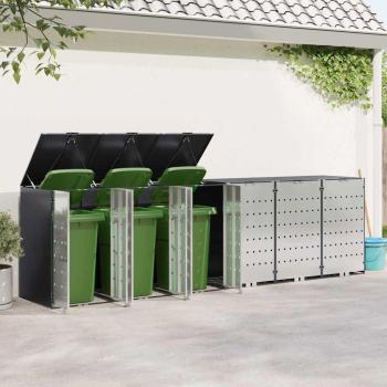 Mülltonnenbox für 6 Behälter Edelstahl Anthrazit