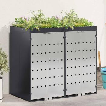 ARDEBO.de - Mülltonnenbox für 2 Behälter Edelstahl Anthrazit
