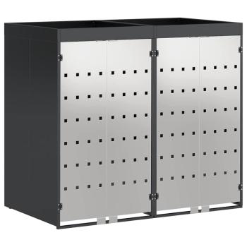 Mülltonnenbox für 2 Behälter Edelstahl Anthrazit