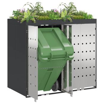 Mülltonnenbox für 2 Behälter Edelstahl Anthrazit