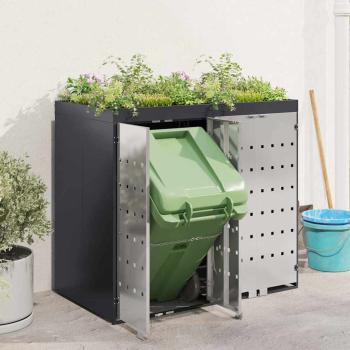 Mülltonnenbox für 2 Behälter Edelstahl Anthrazit