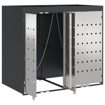 Mülltonnenbox für 2 Behälter Edelstahl Anthrazit