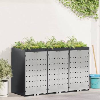 ARDEBO.de - Mülltonnenbox für 3 Behälter Edelstahl Anthrazit