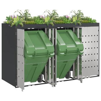 Mülltonnenbox für 3 Behälter Edelstahl Anthrazit