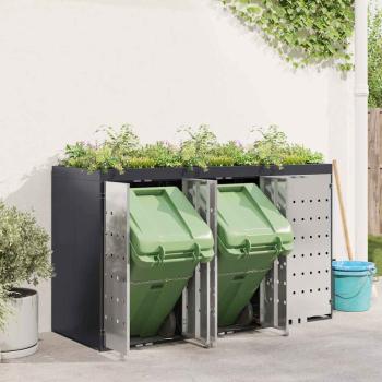 Mülltonnenbox für 3 Behälter Edelstahl Anthrazit