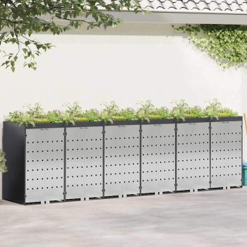 ARDEBO.de - Mülltonnenbox für 6 Behälter Edelstahl Anthrazit