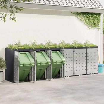 Mülltonnenbox für 6 Behälter Edelstahl Anthrazit