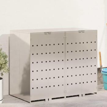 ARDEBO.de - Mülltonnenbox für 2 Behälter Edelstahl Silber