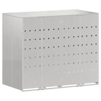 Mülltonnenbox für 2 Behälter Edelstahl Silber