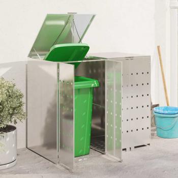 Mülltonnenbox für 2 Behälter Edelstahl Silber