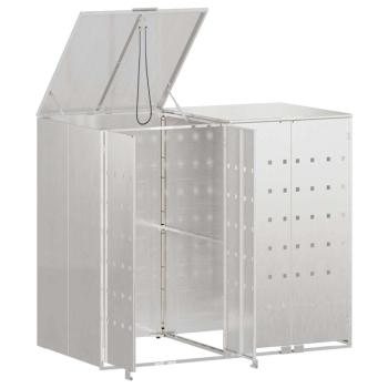 Mülltonnenbox für 2 Behälter Edelstahl Silber