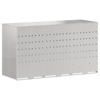 Mülltonnenbox für 3 Behälter Edelstahl Silber