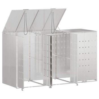Mülltonnenbox für 3 Behälter Edelstahl Silber