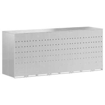 Mülltonnenbox für 4 Behälter Edelstahl Silber