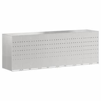 Mülltonnenbox für 5 Behälter Edelstahl Silber