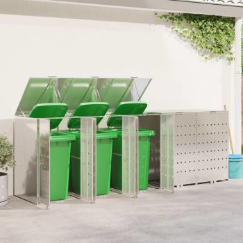 Mülltonnenbox für 5 Behälter Edelstahl Silber