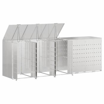Mülltonnenbox für 5 Behälter Edelstahl Silber