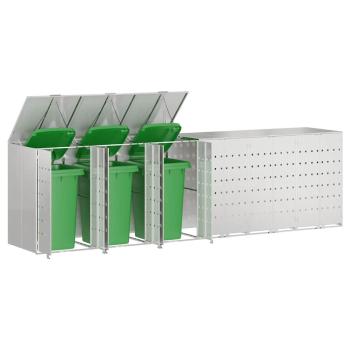 Mülltonnenbox für 6 Behälter Edelstahl Silber