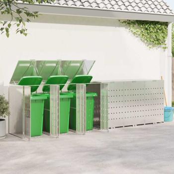 Mülltonnenbox für 6 Behälter Edelstahl Silber