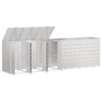 Mülltonnenbox für 6 Behälter Edelstahl Silber