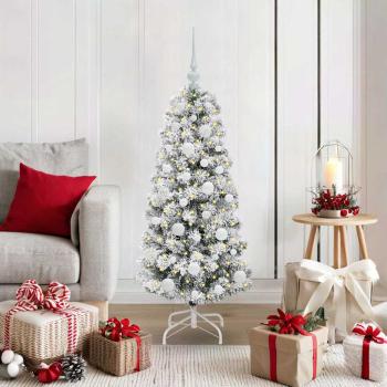 ARDEBO.de - Künstlicher klappbarer Weihnachtsbaum Grün und Weiß 120 cm