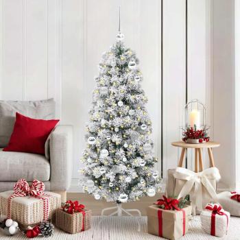 ARDEBO.de - Künstlicher klappbarer Weihnachtsbaum Grün und Weiß 150 cm