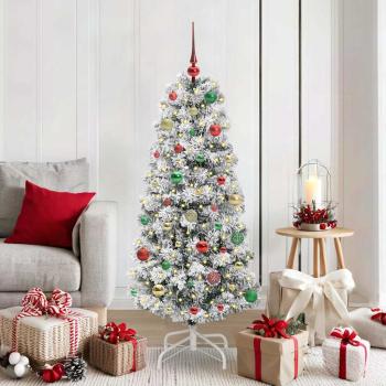 ARDEBO.de - Künstlicher klappbarer Weihnachtsbaum Grün und Weiß 150 cm