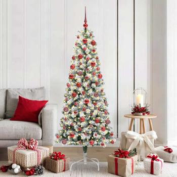 ARDEBO.de - Künstlicher klappbarer Weihnachtsbaum Grün und Weiß 180 cm