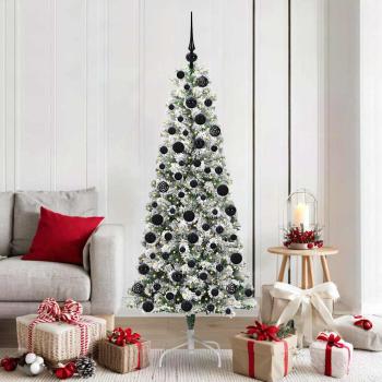ARDEBO.de - Künstlicher klappbarer Weihnachtsbaum Grün und Weiß 180 cm