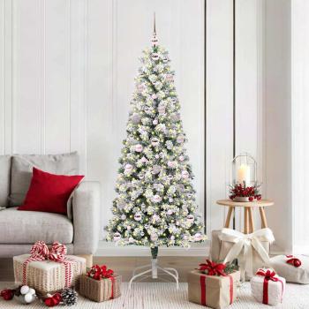 ARDEBO.de - Künstlicher klappbarer Weihnachtsbaum Grün und Weiß 180 cm