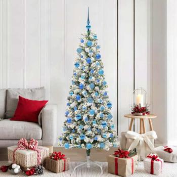 ARDEBO.de - Künstlicher klappbarer Weihnachtsbaum Grün und Weiß 180 cm